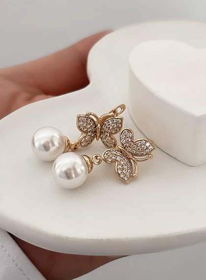 گوشواره آویز مرواریدی زنانه ژوپینگ 644