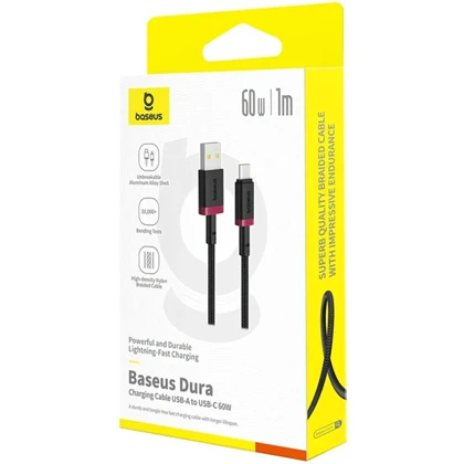 کابل شارژ سریع یواس‌بی به تایپ‌سی 60 وات یک متری بیسوس P10377802U01-01