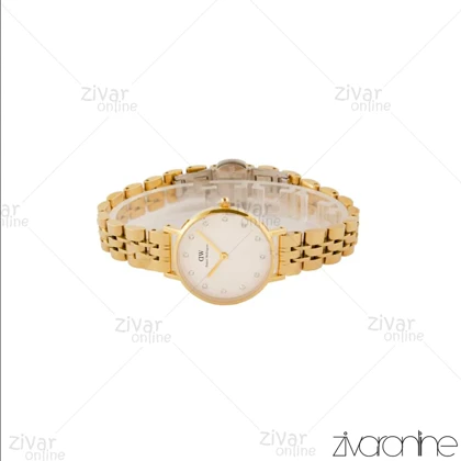 ساعت دنیل ولینگتون زنانه طلایی صفحه سفید نگینی اسمال 105998
