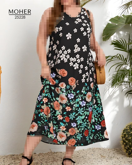 پیراهن ماکسی سایز بزرگ طرح گل