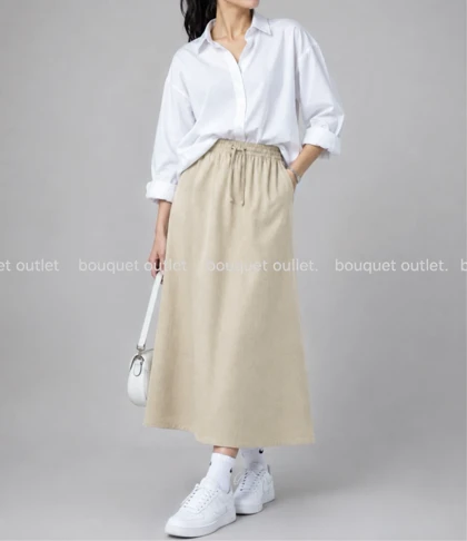 دامن لینن کرم PULL & BEAR