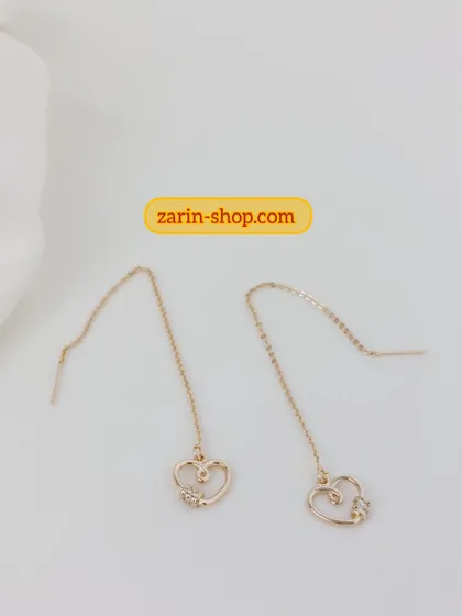 گوشواره بلند بخیه نگینی طرح جواهر
