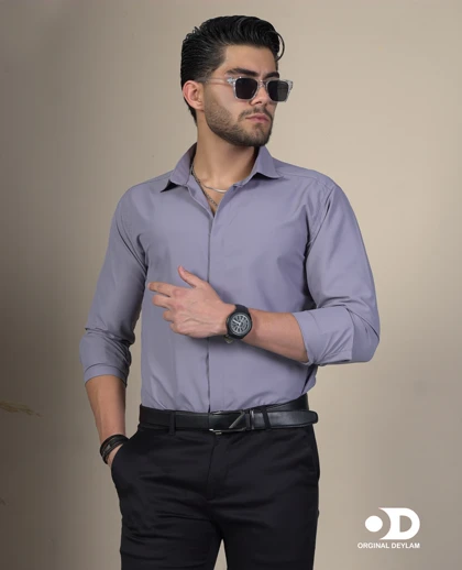 پیراهن دوشین اسپرت-مجلسی مردانه رنگ دلفینییقه خرگوشی