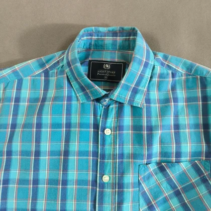 🧡 SIZE M-S پیراهن نخی چهارخونه مردانه آستین بلند اورجینال برند معتبر ASCOT SPORT امریکا مدل PREMIUM