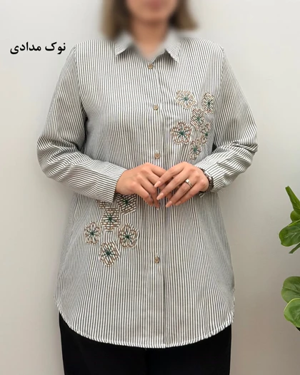 تونیک مانتویی لینن نخ مدل گلدوزی