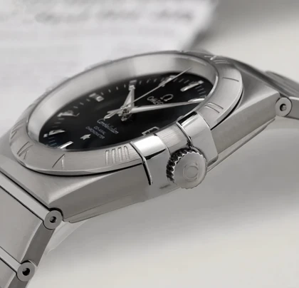 ساعت امگا کانسلیشن مردانه نقره ای صفحه مشکی ایندکس خط Omega Constellation Silver