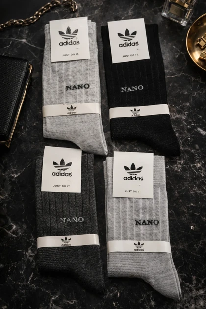 جوراب ساق بلند مردانه جینی 12 جفتی فری سایز برند آدیداس نخی