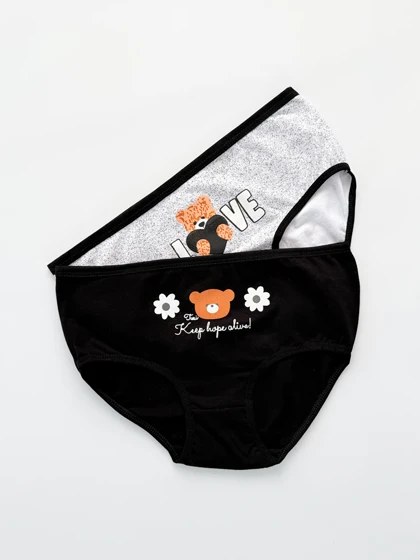 شورت اسلیپ نخ پنبه عروسکی طرح خرس و گل سون Seven