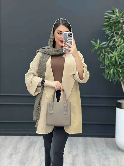 مانتو حصیری آستین برش‌دار