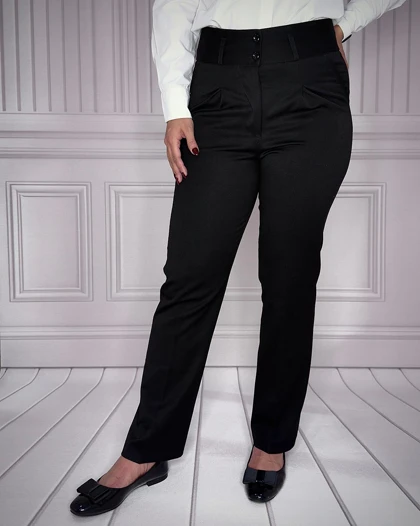 خرید شلوار پارچه ای راسته گاباردین مشکی زنانه Women's Black Gabardine Straight Pants کد 913205