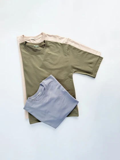 تیشرت نخ پنبه یقه گرد ساده باکسی