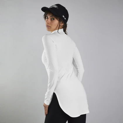 استرج آستین بلند نیم زیپ ورزشی زنانه نایک مدل VHD-3K1452 سفید