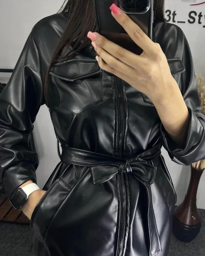 کت چرم زیپ‌دار زنانه
