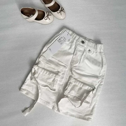 دامن کتان دخترانه مشکی برند XIAOMOGOU