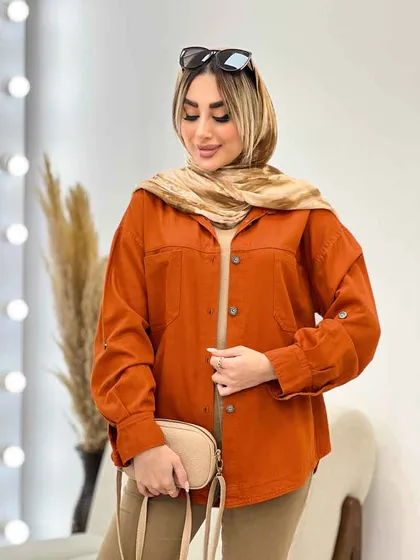 مانتو کتان دو جیب پشت پیله