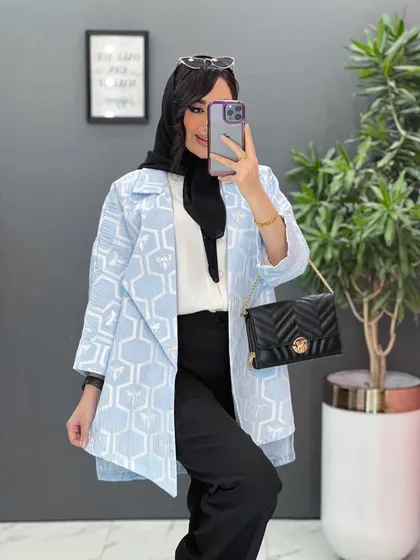 مانتو ژاکارد کتی آستین دوبل