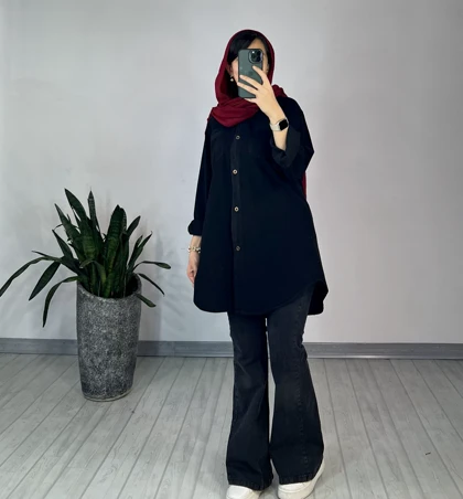 مانتو بلند غنچه مشکی