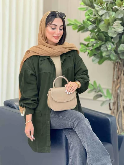 مانتو کتان بغل سه دکمه جیب پایین