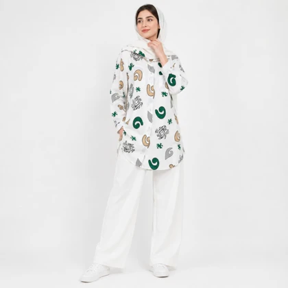 مانتو زنانه لینن طرح دار پازل کد 205