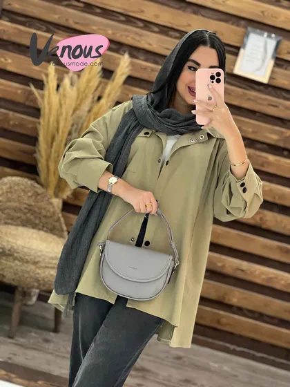 مانتو لینن تک جیب آستین پفی