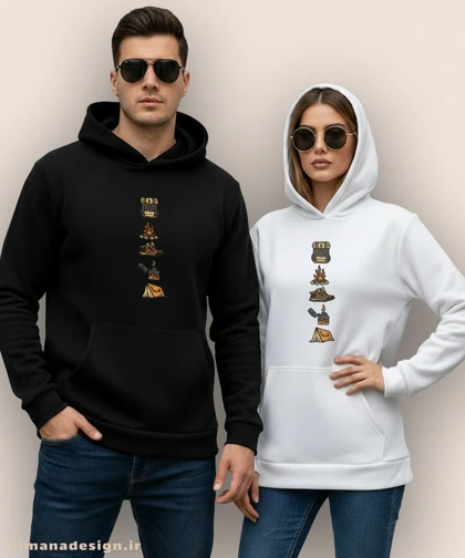 هودی مردانه و زنانه طرح کمپ و جنگل نوردی کد 1063