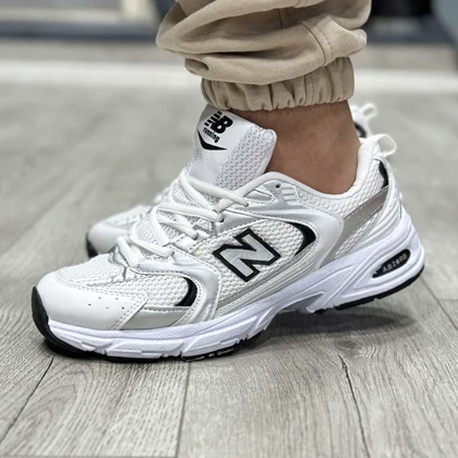 کفش و کتانی اسپرت مردانه و زنانه مدل نیوبالانس 530 رنگ سفید نقره ای کد 47168