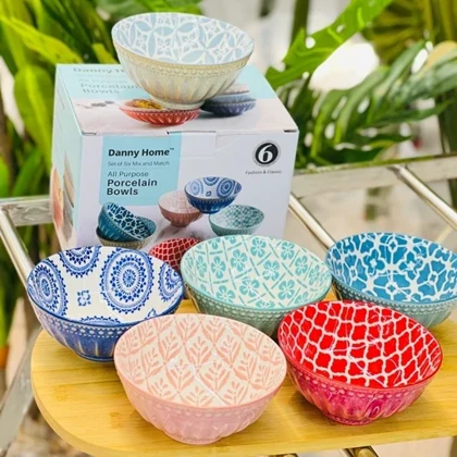 کاسه ماست خوری دنی هوم 6 تایی طرح دار / BA41