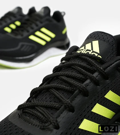 کفش کتانی مردانه مشکی لیمویی Adidas running shoes