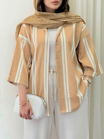 شومیز آستین پاکتی طرح راه راه