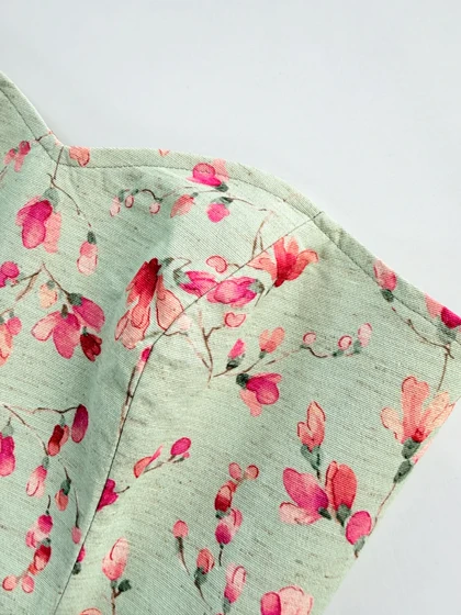 کراپ تاپ مجلسی دکلته فنر دار لینن پشت‌باز بندی