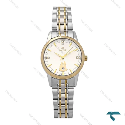 ساعت داتیس D8769L زنانه دورنگ طلایی صفحه سفید Datis-6940-L