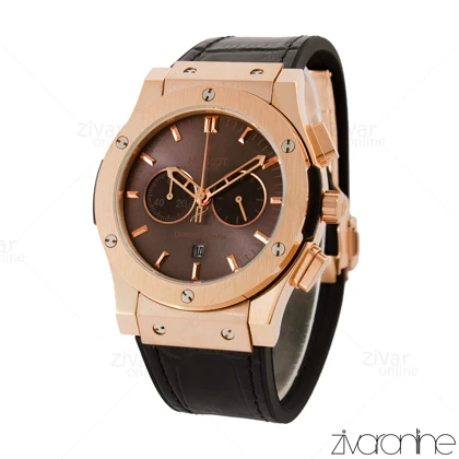 ساعت هابلوت مردانه کلاسیک فیوژن سه موتوره قاب رزگلد صفحه دودی 105459