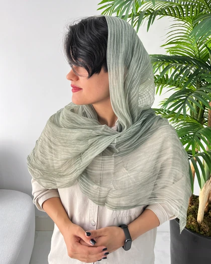شال ابریشم حریر میله ای وارداتی 4474