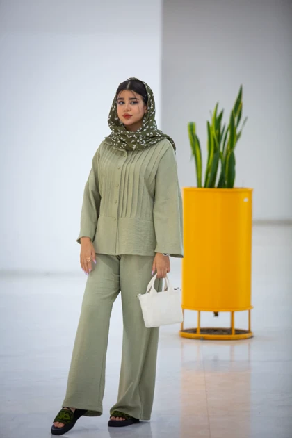 مانتو شلوار لوئیز جودون پیلی دار