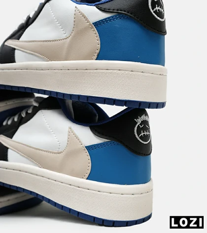 کفش کتانی مردانه کرم سفید مشکی NIKE travis scott