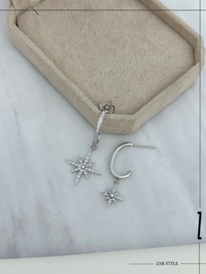 گوشواره دو قطعه آویز ستاره شمالی