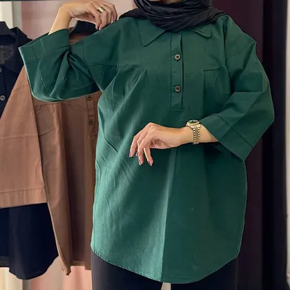 تونیک زنانه جدید یقه مردانه لینن