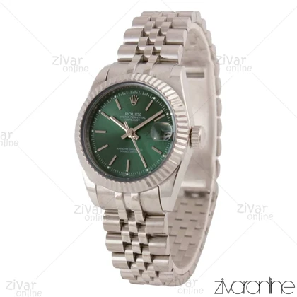 ساعت رولکس دیت جاست زنانه نقره ای صفحه سبز ایندکس خطی 106850