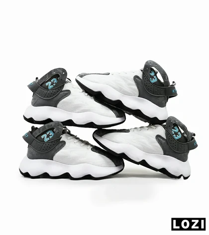 کفش کتانی ساق‌دار مردانه سفید طوسی Nike air jordan 23