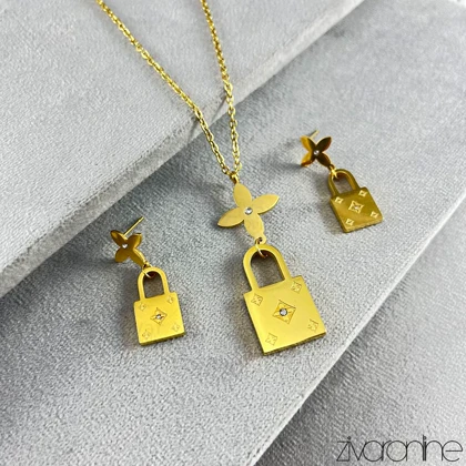 نیم ست مدل لویی ویتون با آویز قفل 10146