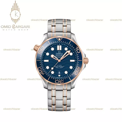ساعت مچی امگا سیمستر سیلور رزگلد صفحه آبی Omega Seamaster Diver