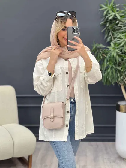 مانتو لینن چهار جیب برش‌دار