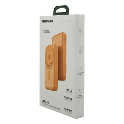 پاوربانک مگ سیف فست شارژ گرین لاین مدل GL-PB60 ظرفیت 10000 میلی آمپر ساعت