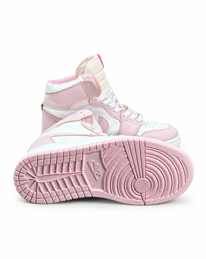 کفش کتانی زنانه مدل جردن وان ساق‌دار سفید صورتی Nike jordan