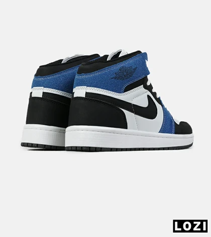 کفش کتانی ساق‌دار مردانه و زنانه آبی سفید مشکی NIKE jordan 1 مدل 7575