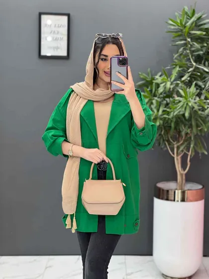مانتو کتی لینن جیب کج