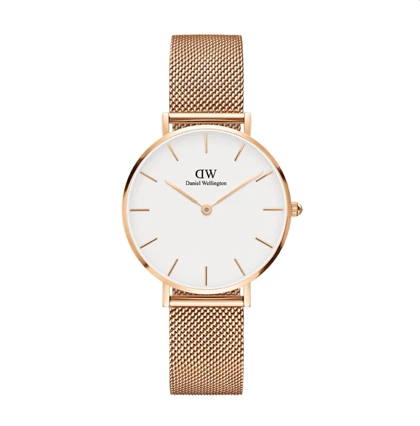 ساعت دنیل ولینگتون حصیری زنانه رزگلد صفحه سفید Daniel Wellington Rosegold