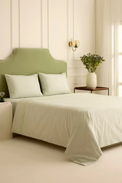 سرویس روتختی دو نفره Karaca Home مدل Lunelle پنبه‌ای - سبز مریم‌گلی