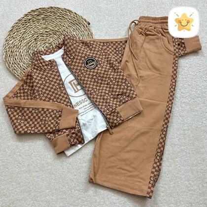 ست 3 تکه سویشرت و تیشرت و شلوار دخترانه جنس عالی مناسب 2 تا 6 سال