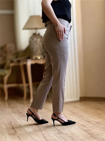 شلوار کرپ کمربند پهن قد 97